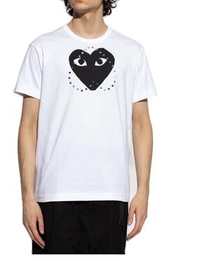 Play comme des garcons XXLGraphic Heart Eyes Tee - White with Black Logo